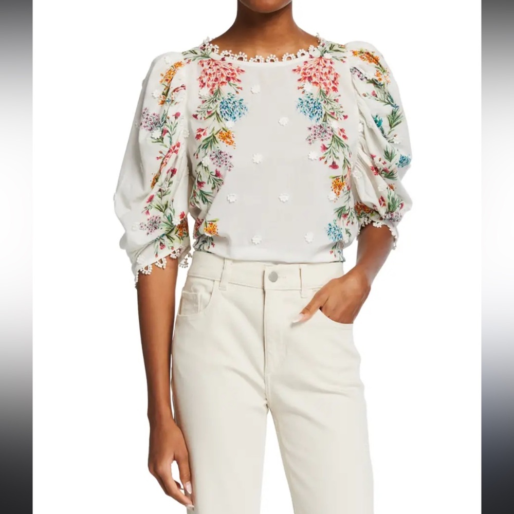 Farm Rio Louise Puff Sleeve Blouse size S